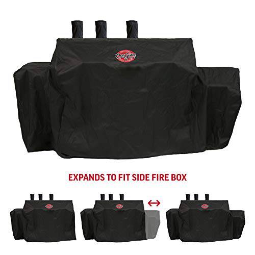 Char-Griller 3-Burner Dual Fuel Expandable Propane Gas and Charcoal Outdoor Polyester Grill and Smoker Cover - Thumbnail 3