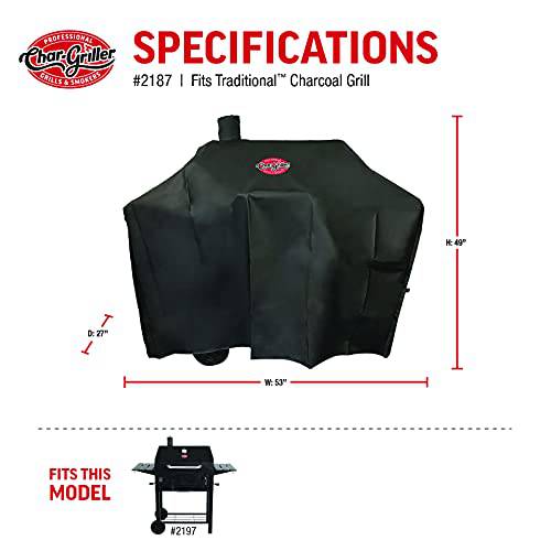 Char-Griller 2187 Traditional Charcoal Grill Cover, Black - Grill Parts America