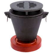 Chef Master Mini Hibachi Grill | Wooden Base | Cast Iron Hibachi Grill Top - Grill Parts America