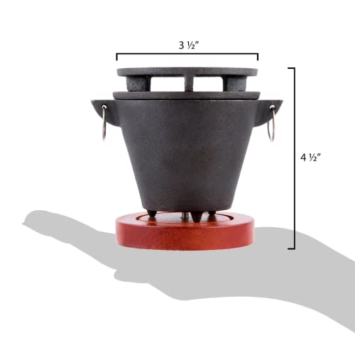 Chef Master Mini Hibachi Grill | Wooden Base | Cast Iron Hibachi Grill Top - Grill Parts America