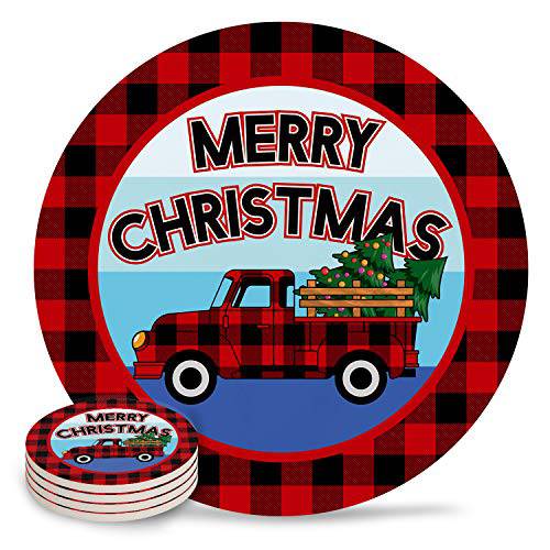 Chic D Absorbent Drink Coasters Merry Christmas, Funny Stone Ceramic Coasters Set - Grill Parts America