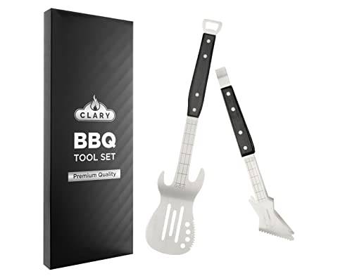 Clary BBQ Tools, Grill Accessories Gift for Men, Guitar Shaped Tool Set  Includes BBQ Spatula and Tongs, Grill Tools for Outdoor Grill
