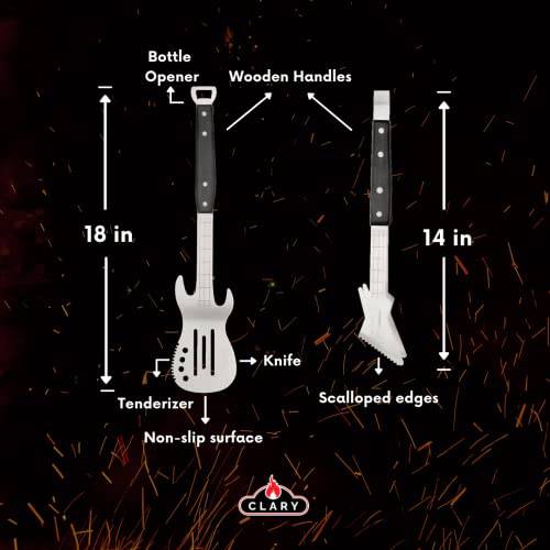 Clary BBQ Tools, Grill Accessories Gift for Men, Guitar Shaped Tool Set Includes BBQ Spatula and Tongs, Grill Tools for Outdoor Grill - Grill Parts America