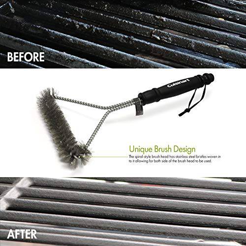 Cuisinart Tri-Wire Grill Cleaning Brush, 12-Inch, Black/Silver - Grill Parts America