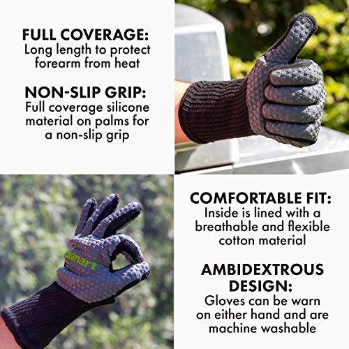 Cuisinart CGM-200 Full Coverage Heat Resistant Grill Gloves, Black - Grill Parts America