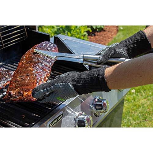 Cuisinart CGM-200 Full Coverage Heat Resistant Grill Gloves, Black - Grill Parts America