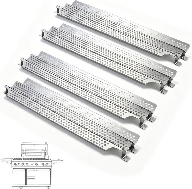 Heat Plate Shield Stainless Steel Gas Burner Cover Grill Replacement Parts for Viking VGBQ 30 in T Series, VGBQ 41 in T Series, VGBQ 53 in T Series, VGBQ30, VGBQ41, VGBQ53, 4 Pack Flame Tamers