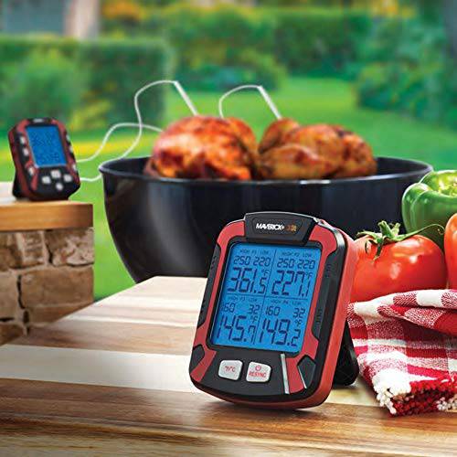 Maverick PRO-Series XR-50 Extended (500FT Range, 4 Probe) Digital Remote Wireless BBQ, Meat & Smoker Thermometer, Black/Red and Z-Cloth Bundle - Grill Parts America