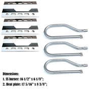Direct Store Parts Kit ReplacementGas Grill Burner and Heat Plate - 3 Pack (Stainless Steel Burner + Stainless Steel Heat Plate) - Grill Parts America
