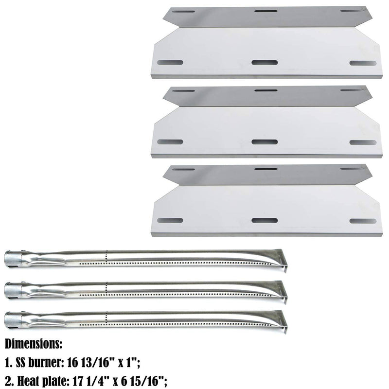 Direct store Parts Kit DG105 Replacement Charmglow 3 Burner Gas Grill Burners & Heat Plates (Stainless Steel Burner + Stainless Steel Heat Plate) - Grill Parts America