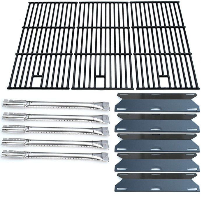 Direct Store Parts Kit DG180 Replacement Perfect Flame 5 Burner (SS Burner + Porcelain Steel Heat Plate + Porcelain Cast Iron Cooking Grid) - Grill Parts America