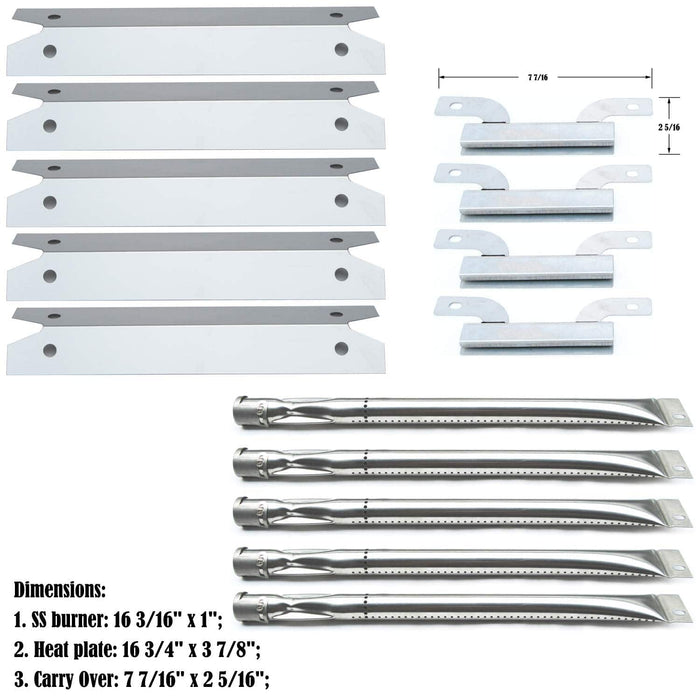 Direct store Parts Kit Replacement Gas Grill Brinkmann (Stainless Steel Burner + Stainless Steel Carry-Over Tubes + Stainless Steel Heat Plate) - Grill Parts America
