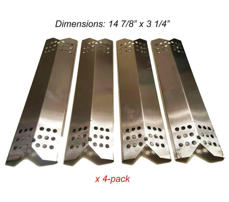 SH0371(4-pack) Stainless Steel Heat Plate Replacement for Gas Grill Model Master Forge 1010037, 1010048 - Grill Parts America