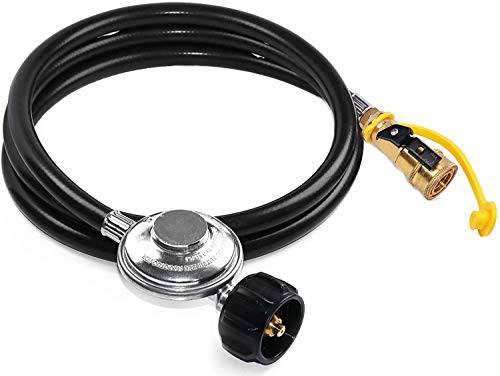 DOZYANT 12 Feet Quick Connect Propane Hose with Regulator Replacement for Olympian 5100, 5500 RV Grill Parts and Other Low Pressure LP Gas Grill, Heater, 1/4" Female Quick Connect Adapter x Acme Nut - Grill Parts America