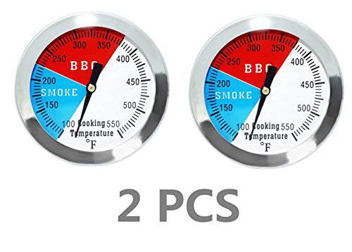 DOZYANT 2 Inch Barbecue Charcoal Grill Smoker Temperature Gauge Pit BBQ Thermometer Fahrenheit and Heat Indicator, 2-Pack - Grill Parts America