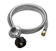 DOZYANT 5 Feet Universal QCC1 Low Pressure Propane Regulator Replacement with Stainless Steel Braided Hose - Grill Parts America