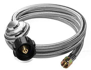 DOZYANT 5 Feet Universal QCC1 Low Pressure Propane Regulator Replacement with Stainless Steel Braided Hose - Grill Parts America