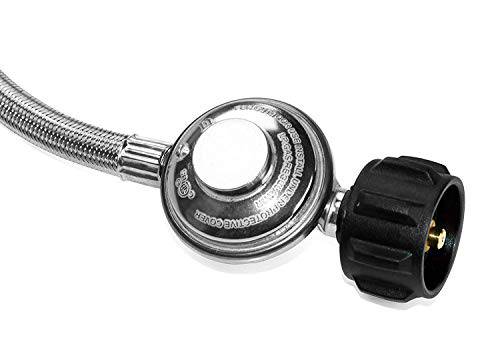 DOZYANT 5 Feet Universal QCC1 Low Pressure Propane Regulator Replacement with Stainless Steel Braided Hose - Grill Parts America