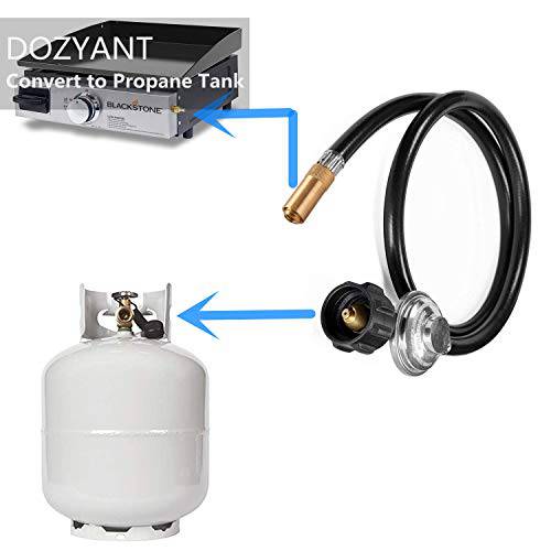 DOZYANT 6 Feet Propane Regulator and Hose for Blackstone 17inch and 22inch Table Top Griddle, Replacement Parts Connect to Large Propane Tank - Grill Parts America