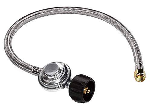 DOZYANT SS 2 Feet Universal QCC1 Low Pressure Propane Regulator Replacement with Stainless Steel Braided Hose - Grill Parts America