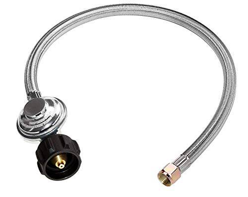 DOZYANT SS 2 Feet Universal QCC1 Low Pressure Propane Regulator Replacement with Stainless Steel Braided Hose - Grill Parts America