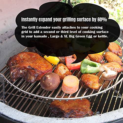 Dracarys Grill Stack Rack for Big Green Egg Stainless Steel BBQ Lover Gifts Fit Large & XL Big Green Egg, Kamado Joe,18" or Bigger Diameter Grill,Increase Grilling Surface - Grill Parts America