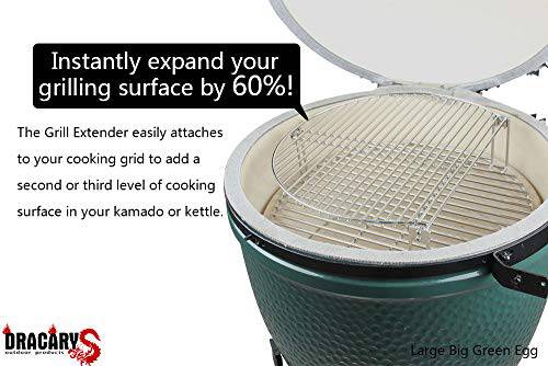 Dracarys Grill Stack Rack for Big Green Egg Stainless Steel BBQ Lover Gifts Fit Large & XL Big Green Egg, Kamado Joe,18" or Bigger Diameter Grill,Increase Grilling Surface - Grill Parts America