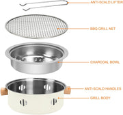 Portable Charcoal Barbecue Grill, 1Pc Small Outdoor Camping Grill (Beige)