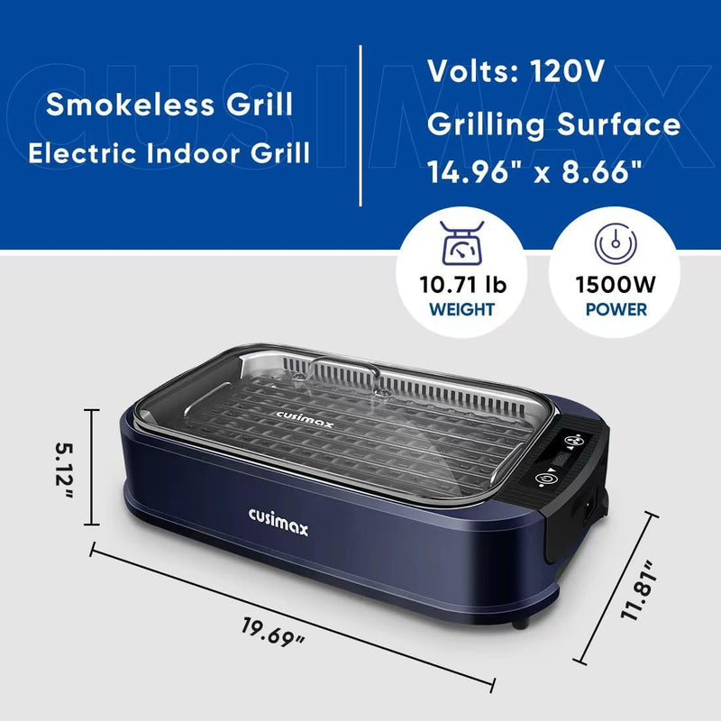 Indoor Grill  Electric Smokeless Grill Portable Korean BBQ, Blue