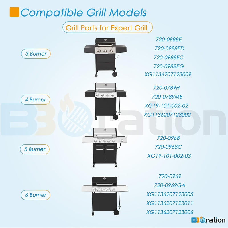 Replacement Parts Kit for Expert Grill 6 Burner 720-0969G 720-0969GA, Heat Shield and Burner Kit for Expert Grill Parts 720-0969, Expert Grill Replacement Parts 6 Burner XG1136207123005