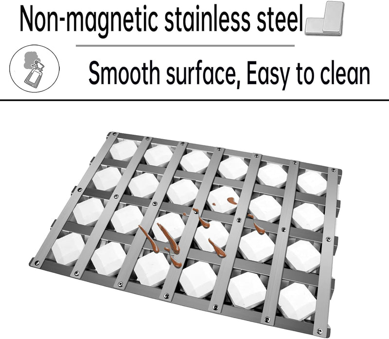 Grill Briquette Tray Grill Heat Plates for Alfresco Grill ALX2-30C, ALX2-42C, ALX2-42RFG, ALX2-56, ALX2-56BFG, 17.8125" Stainless Steel BBQ Heat Shield Flame Tamer with 72 Ceramic Briquettes