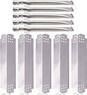 Grill Replacement Parts for Nexgrill 5 Burner 720-0888, 720-0888N, Nexgrill 4 Burner 720-0830H, Members Mark 720-0882D Grill, Stainless Steel Heat Plate Shields and Burner Tubes Replacement Kit.