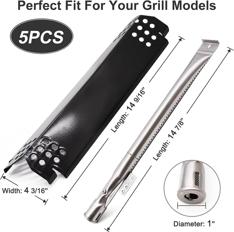 Grill Replacement Parts for Nexgrill 5 Burner 720-0888N, 720-0888, 720-0864, 720-0830H, Grill Heat Plate Shields, Burner Tubes and Ignition Electrodes for Nexgrill Replacement Parts 5 Burner