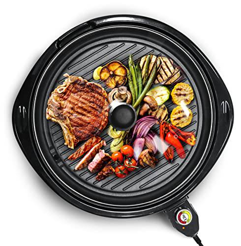 Elite Gourmet EMG-980B Smokeless Electric Tabletop Grill 14", Black - Grill Parts America