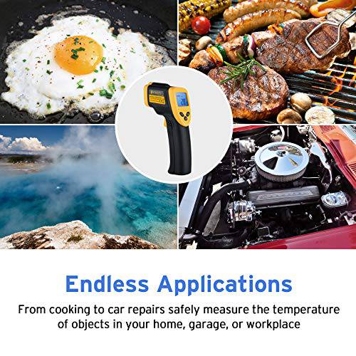 Etekcity Infrared Thermometer 1080 Non-Contact Digital Temperature Gun for Cooking, 58℉ to 1022℉ (-50℃ to 550℃), Yellow and Black - Grill Parts America