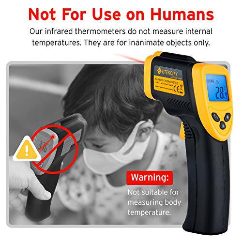 Etekcity Infrared Thermometer 1080 Non-Contact Digital Temperature Gun for Cooking, 58℉ to 1022℉ (-50℃ to 550℃), Yellow and Black - Grill Parts America