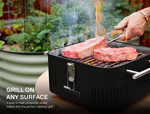 Everdure CUBE Portable Charcoal Grill, Tabletop BBQ, Graphite - Grill Parts America