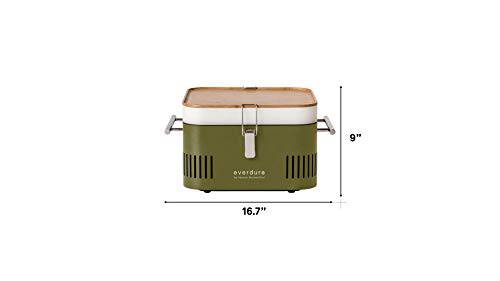 Everdure Cube Portable Charcoal Grill, Tabletop BBQ, Khaki - Grill Parts America
