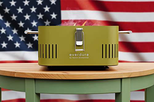 Everdure Cube Portable Charcoal Grill, Tabletop BBQ, Khaki - Grill Parts America
