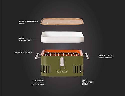 Everdure Cube Portable Charcoal Grill, Tabletop BBQ, Khaki - Grill Parts America