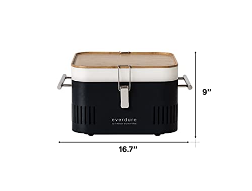 Everdure CUBE Portable Charcoal Grill, Tabletop BBQ,  Matte Black - Grill Parts America
