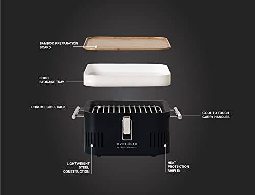 Everdure CUBE Portable Charcoal Grill, Tabletop BBQ,  Matte Black - Grill Parts America