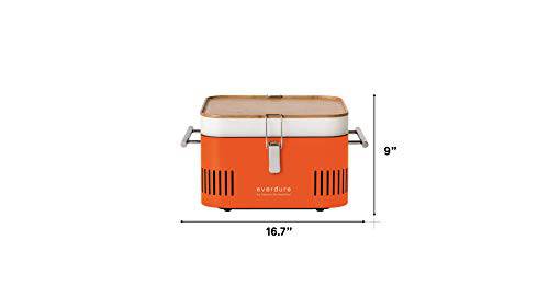Everdure Cube Portable Charcoal Grill, Tabletop BBQ, Orange - Grill Parts America