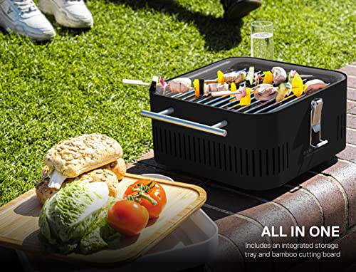 Everdure Cube Portable Charcoal Grill, Tabletop BBQ, Orange - Grill Parts America
