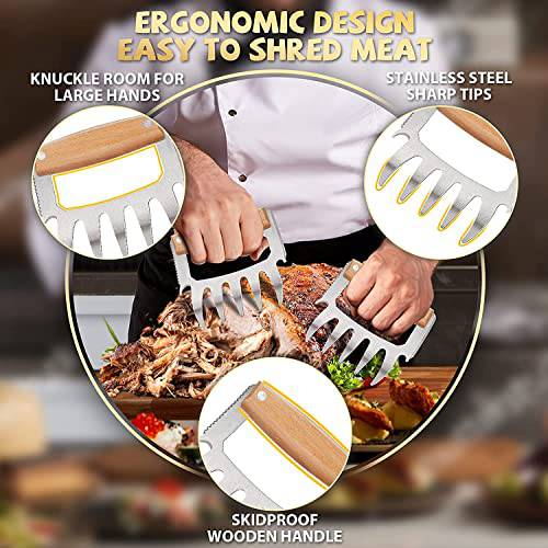 Meat Claws For Shredding - BBQ Grill Claws Stainless Steel Pulled Pork Chicken Shredder Claws Tool Metal Cooking Smoker Accessories Barbecue Birthday Gifts Ideas For Men Women Dad BBQ Enthusiasts - Grill Parts America