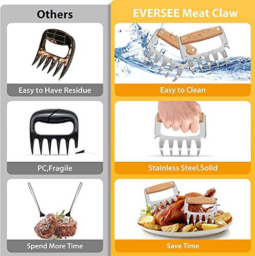 Meat Claws For Shredding - BBQ Grill Claws Stainless Steel Pulled Pork Chicken Shredder Claws Tool Metal Cooking Smoker Accessories Barbecue Birthday Gifts Ideas For Men Women Dad BBQ Enthusiasts - Grill Parts America