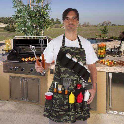 EZ Drinker Grill Master Grill Apron and Accessory Holds Beverages and Tools, Camouflage - Grill Parts America