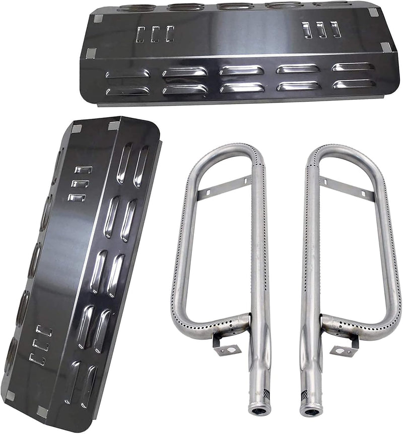 Grill Replacement Parts for Master Forge MFA350CNP, MFA350BNP, Porcelain Steel Heat Plate Shield Burner Cover, Stainless Burner Tube Replacement for Dyna-Glo DGP350NP, 101-03005.