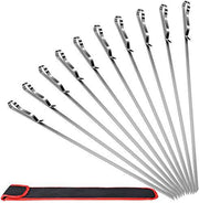10PCS BBQ Barbecue Skewers, 17inch Skewers Stainless Steel Wide Flat Metal Reusable Dishwasher Safe Grill Tools Needles Sticks Kit for Dad Father's Gift - Grill Parts America