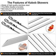 10PCS BBQ Barbecue Skewers, 17inch Skewers Stainless Steel Wide Flat Metal Reusable Dishwasher Safe Grill Tools Needles Sticks Kit for Dad Father's Gift - Grill Parts America
